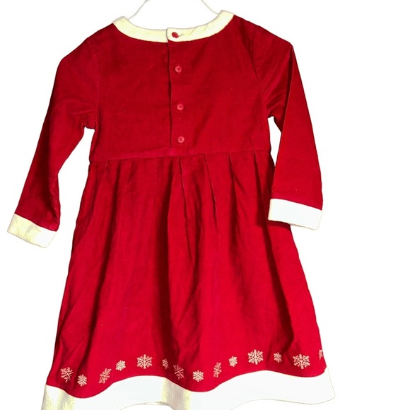 HANNA Andersson Red Christmas Holiday Santa Corduroy Snowflake Dress Size 6 /120 - Picture 2 of 5